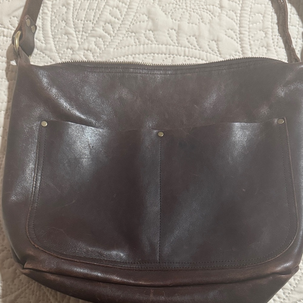Elegant Dark Brown Leather Messenger Bag